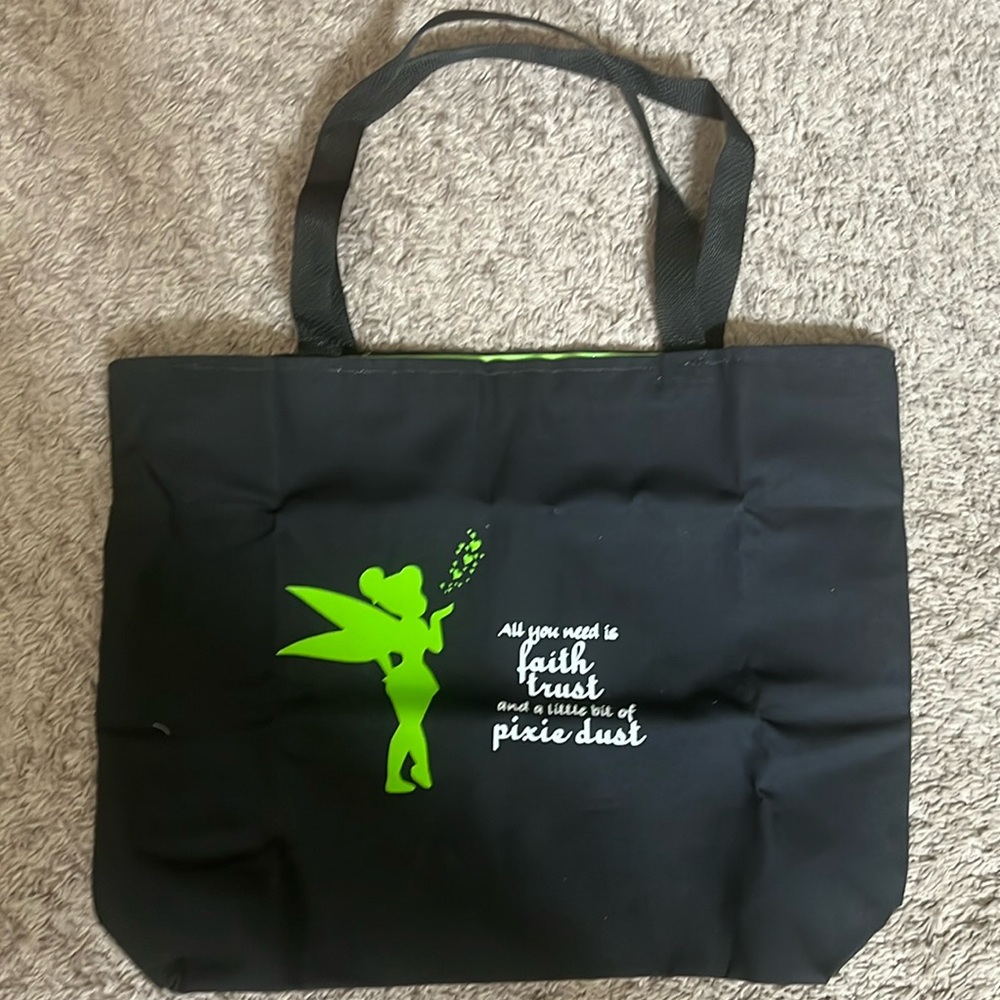 Brand new Disney Tinkerbell Sparkle Large Canvas Glitter Tote Handmade